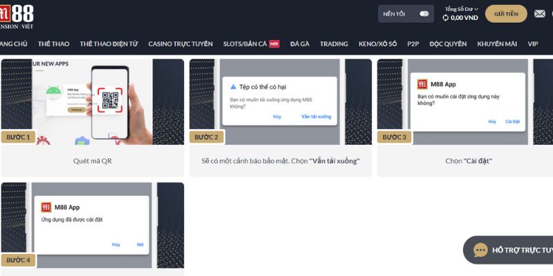 Cách tải M88 về thiết bị Android nhanh gọn